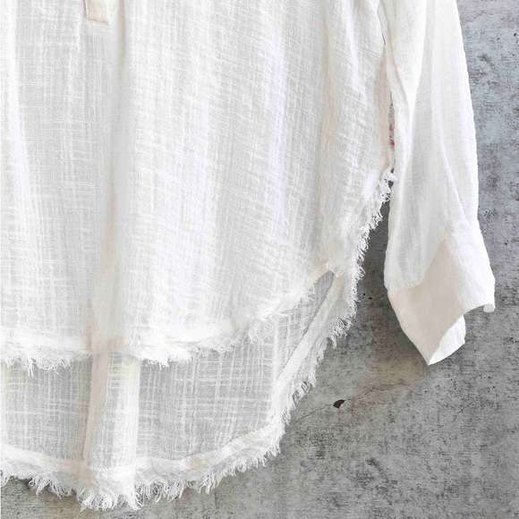 Free People White Lightweight Button Down Shirt - Picture 9 of 14